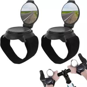 2 PCS 손목 거울 나일론 팔걸이가 있는 자전거 리어 뷰 미러 야외 사이클링을 위한 안전한 액세서리 블랙