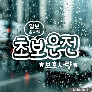 [골드스마일]양보감사용 초보운전 초보자동차스티커-화이트
