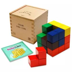 (러닝스텝) 칼라 소마큐브 베이직 원목 블럭 블록 유아용 아동 놀이