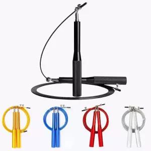 줄넘기 고속 로프 와이어 점프 스키핑 블랙 알루미늄 핸들 피트니스용 스틸 opp 가방