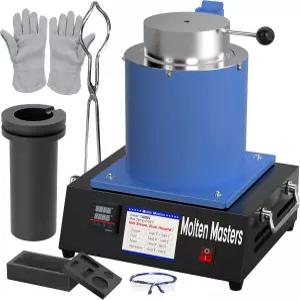 M마스터즈 흑연 도가니 잉곳 몰드 집게 장갑 및 고글이 포함된 제련 세트 3KG 전기 용광로 키트 완성 - 금
