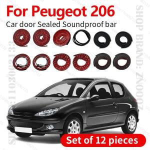 1998-2010 푸조 206 자동차 도어 씰 스트립 고무 더블 레이어 씰링 프로텍터 방음 방진 12PCS