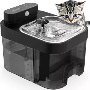 HAPAW 고양이 급수대 폐수 분리 및 필터 면 없음 101온스/3L 대용량 탱크가 있는 반려동물 급수기 실내