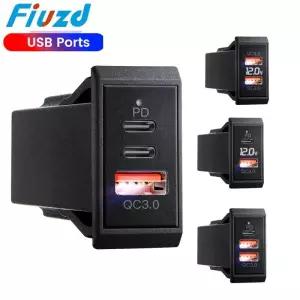 12V/24V 트럭 오토바이 RV 해양 보트용 고속 충전 LED 전압 표시 QC PD 3.0 USB 차량용 충전기 자동 휴대폰