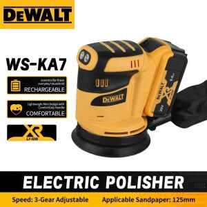 DeWalt WS - KA7 XR LI ION 전기 광택기 충전식, 경량 미니, ComfortGrip, 3단 조절, 125mm 사포