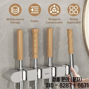 후크가있는 빗자루  홀더 벽걸이 형 보관함 드릴링 없음 자체 접착 주방 주최자 다기능