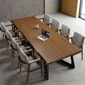 월넛 우드슬랩책상 6인용 8인용 원목책상 라이트헤더 회의 와이드 단체 회의테이블 테이블