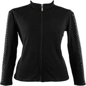 류후오 피겨 스케이팅 트레이닝복 재킷 여자 라인스톤 세로 스트라이프 블랙