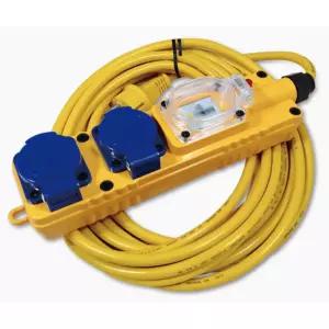 라온 일자 방우형 2구 차단 연장선 2.5SQ 10m 작업선리드선 전기선 산업용 접지 캠핑전선 코드 누전 케이블