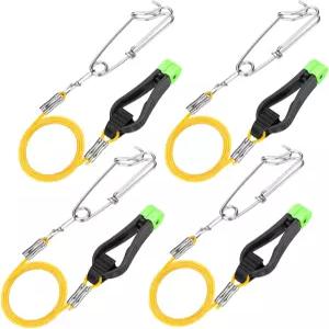 TSV 4PCS 파워 그립 라인 릴리스 클립 17인치 리더가 장착된 다운리거 스냅 해상 낚시 트롤링 플래너 보드