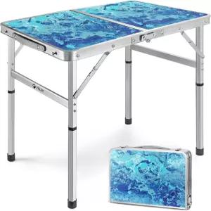빌리 접이식 캠핑 테이블 2피트 높이 조절이 가능한 휴대용 소형 피크닉 가벼운 알루미늄 손잡이가 있는