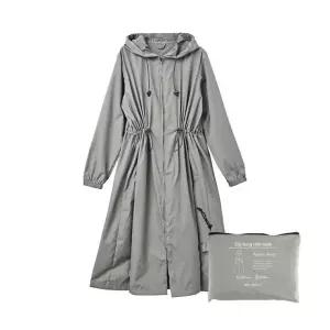 여성용 2WAY 레인코트 파우치 세트 그레이 우비 아웃도어 캠핑 방수웨어