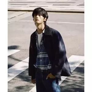 BEANPOLE MEN 레더 칼라 필드 재킷 네이비