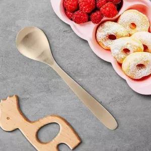 [콩심팥심]유아납작수저 유기포크 놋수저 각인 숟가락 방짜스푼 티포크