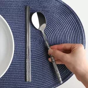 [콩심팥심]스텐 숟가락 젓가락 5인 세트 국산 위생 수저 위생수저 식당젓가락