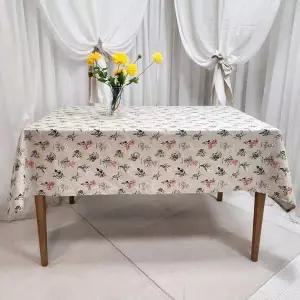 [콩심팥심]린넨식탁보 린넨테이블보 플라워식탁보 꽃무늬 4인