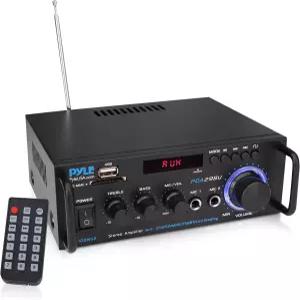 블루투스가 장착된 파일 200W 스테레오 파워 앰프 듀얼 채널 오디오 수신기 LED 디스플레이 RCA USB SD MIC