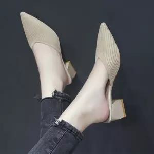 여성 블로퍼힐 뮬슬리퍼 스틸레토 슬링백 구두 뮬구두 QZv8+8xgV