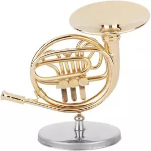 음악 애호가를 위한 우메파 미니어처 프렌치 혼 섬세한 황금 미니 악기 피규어 장식 브라스앤우드 관악기