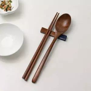 [셀러에이드]파스텔 컬러 배색 옻칠 나무 수저 1인 세트 나무숟가락