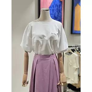 발렌시아 로고 자수 퍼프 소매 반팔 티셔츠 254MC17 505271