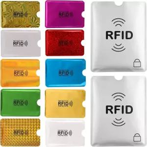 Aigee 28 RFID 차단 슬리브 12가지 색상의 신용카드 보호대 홀더 24개와 여권 4개 직불카드 투명 플라스틱
