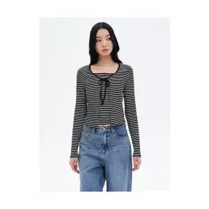 매장정품 8SECONDS 에잇세컨즈 골지 셋업 스트라이프 가디건 블랙 325341LY75 1398904