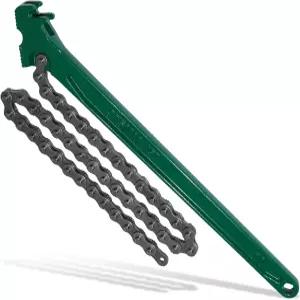 세미 트럭용 15인치 헤비 듀티 체인 렌치 공구 파이프 피팅용 조절식 래칭 오일 필터 스패너 범용 배수구