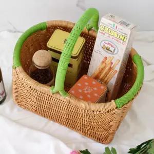 사각 원형 디자인 라탄 피크닉 바구니 홈카페 캠핑 IcW8+9wnp