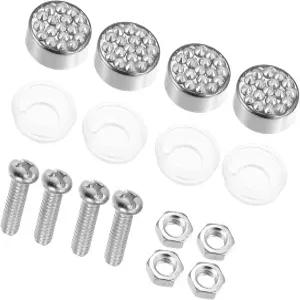 아크로픽스 1세트 블링 자동차 번호판 고정 장치 나사 캡 흰색 유니버설 라인스톤 볼트 플라스틱 와셔 부품