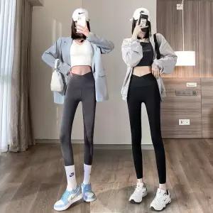 여성 크로스 밴딩 하이웨이스트 심리스 레깅스 9부 Ydb3+1YOB