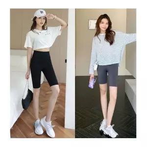 여성 하이웨스트 5부 무봉제 심리스 레깅스 조깅 운동 GyN6+7ryX