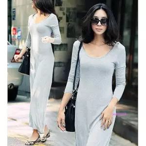 모달원피스 긴팔 블랙 홈드레스 롱원피스 집에서입는 긴소매 그레이 롱슬리브nop148