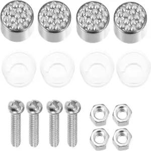X AutoHOX 1세트 블링 자동차 번호판 고정 장치 나사 캡이 흰색 범용 라인스톤 볼트 플라스틱 와셔를 덮