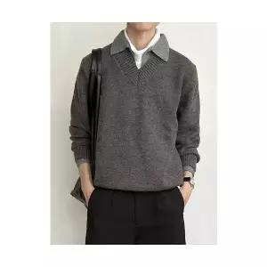 남성용 브이넥 니트 올드머니 투피스 가을 빈티지 이너 KS3