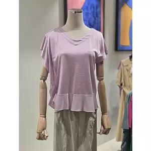 발렌시아 브이넥 러플 배색 반팔 티셔츠 256MC32 505114