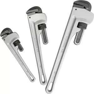 HFS R 3피스 헤비 듀티 알루미늄 스트레이트 파이프 렌치 세트 10 14 18 조절 가능한 배관 드롭 단조