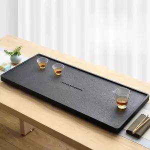 다도 트레이 대형 차판 퇴수 테이블 블랙 받침 스톤 우드