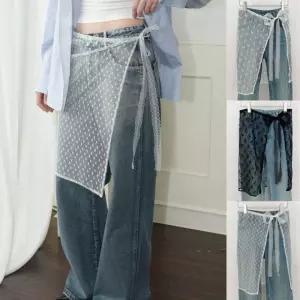 여성 레깅스 스커트 레이어드 티셔츠 시스루 스타일 치마 BLI8+2cCC