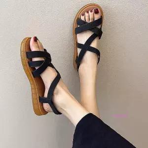 샌들 여성 스트랩 여자 여행용 밴딩 위빙 발편한 여름 40대 휴양지 엄마 가죽tuv286
