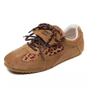 여사친 가을 빈티지 키높이 무늬 보트화 신발 호피 리얼 플랫 워커 트레킹화 KS3