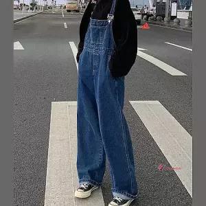 멜빵바지 데님 슈트 진청 수트 오버롤 점퍼 팬츠 코디 청멜빵 와이드핏 통바지lar020