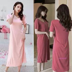 브라캡반팔 잠옷 노브라 홈웨어 노와이어 원피스ghi593