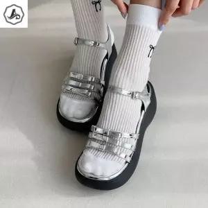 [애슬릿] 트리플 리본 스트랩 키높이 6cm 여름 샌들 (35833507A)