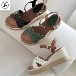 [애슬릿] 소가죽 클래식 스트랩 웨지힐 여름 샌들 (35833540A)