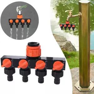 정원 호스 파이프 스플리터 4방향 수도꼭지 분배기 탭 4개의 독립 스위치 가정용 잔디 관개 급수 연결기