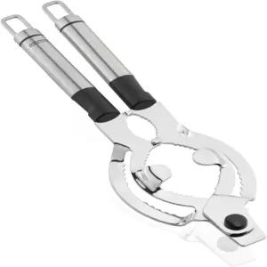 Leifheit 엑스트라 와이드 스테인리스 스틸 뚜껑 및 병따개 관절염을 위한 타원형 손잡이가 있는 미끄럼