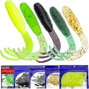 게피쉬터 오징어 수영 미끼 낚시 - 꼬리 문어 지그 헤드 글로우 부드러운 플라스틱 송어 농어 키트