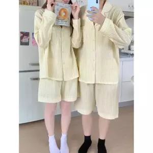 수피 가을 남녀 긴팔 실내복 커버 커플 잠옷 스트라이프 봄가을 파자마세트 JEN3