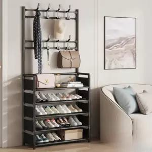 DIY 신발 및 모자 랙 옷 걸이 주최자 바닥 서 방진 천 보관 선반 출입구 간단한 다층 신발장
